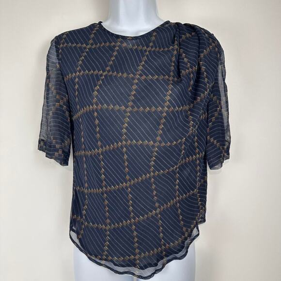 ISABEL MARANT ETOILE SILK BLOUSE WITH RUCHED DETAIL ON SHOULDER WOMENS SIZE 36 - Picture 1 of 8